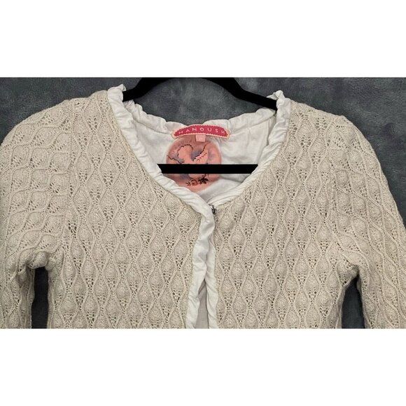 MANOUSH Women Sweater Size M Ivory Cardigan Single Snap Metallic Event Elegant - Picture 3 of 13